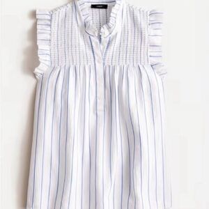 J. Crew White and Blue Striped Women's Top